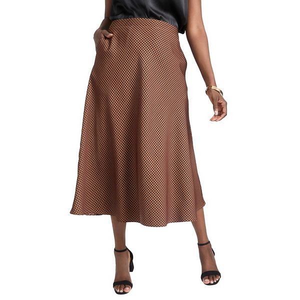 

Юбка-колокол женская plus size bi-stretch Jessica London, Clove Mini Houndstooth