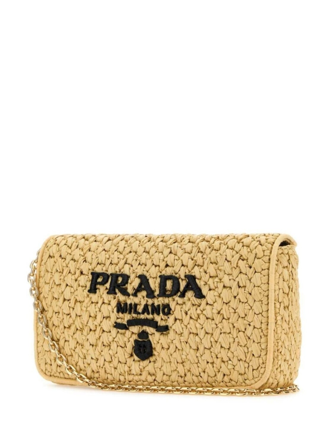 Плетеная сумка Prada с треугольным логотипом, нейтральный цвет — фото 2