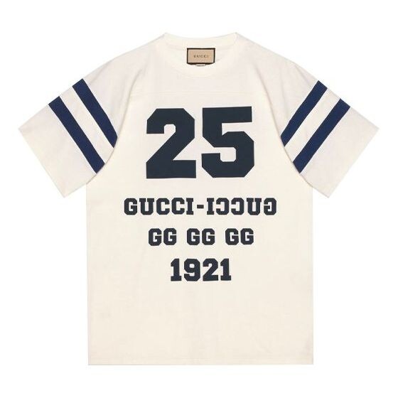 

Футболка Men's GUCCI SS21 Alphabet Pattern Loose Short Sleeve White T-Shirt, белый