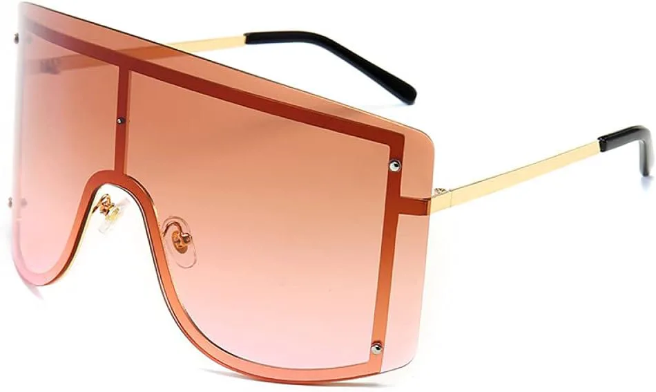 

Женские солнцезащитные очки большого размера с сине-желтым градиентом, модные, без оправы, металлические, роскошные, с индивидуальным дизайном generic, 12