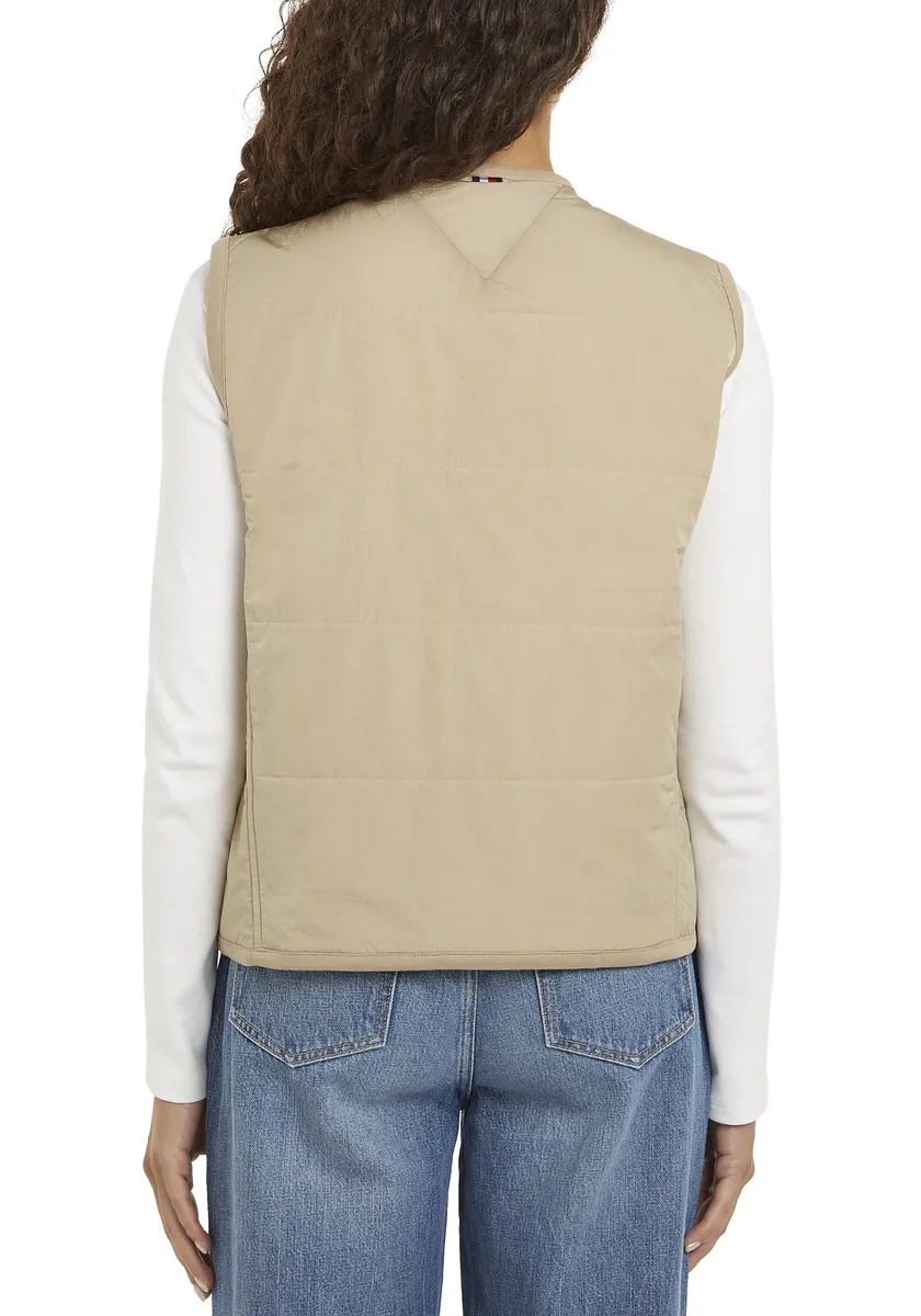 Стеганый жилет Tommy Hilfiger "JERSEY LINED VEST" с флагом-логотипом Tommy Jeans, бежевый — фото 4
