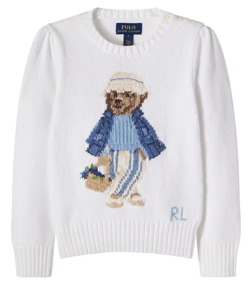 Хлопковый свитер Polo Bear Polo Ralph Lauren Kids, белый