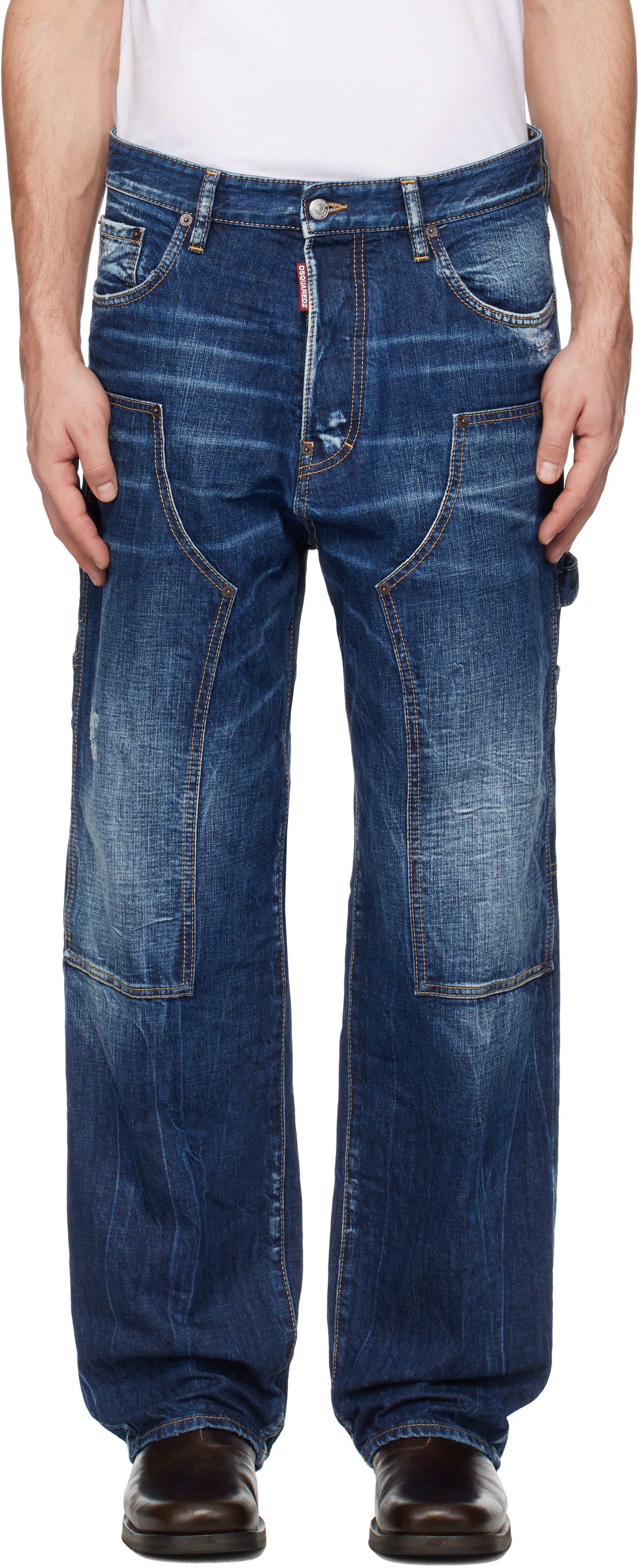 

Синие темные джинсы Semplice Loose Carpenter Dsquared2