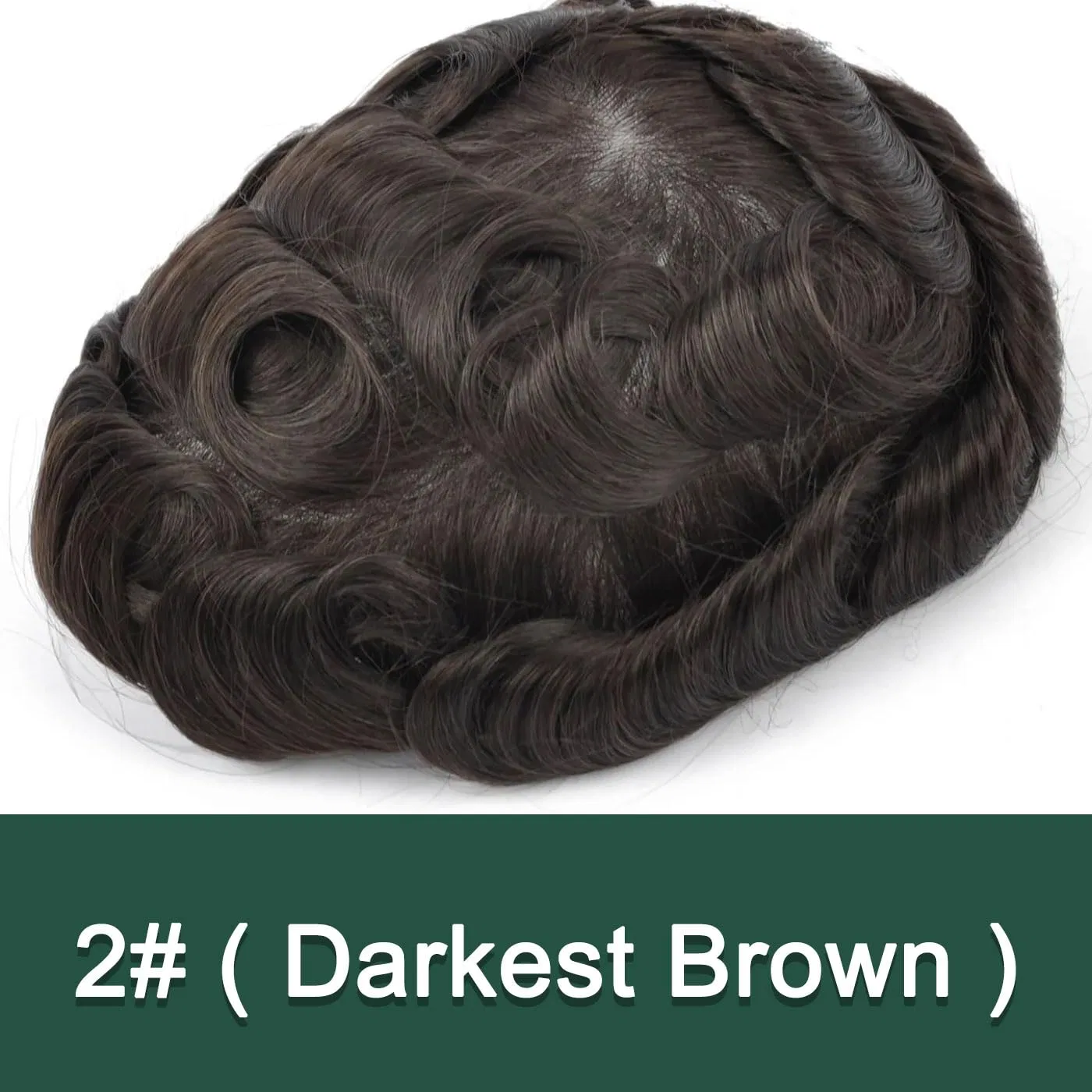 Мужской парик из натуральных волос 8x10 дюймов 130% плотности Ehairc, #2(Darkest Brown) — фото 2