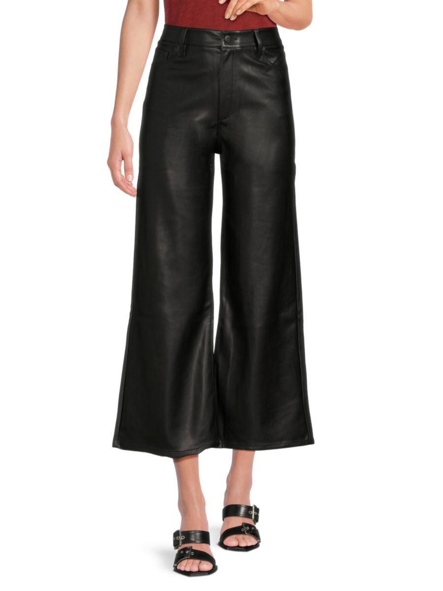 

Укороченные брюки широкого кроя из искусственной кожи Joe's Jeans, черный