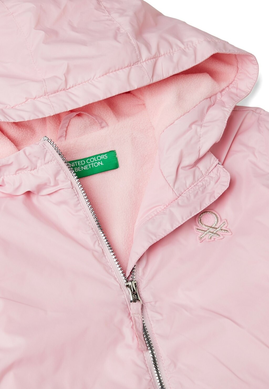 

Переходная куртка WITH HOOD AND WELT POCKETS AT FRONT LOGO PATCH United Colors of Benetton, розовый