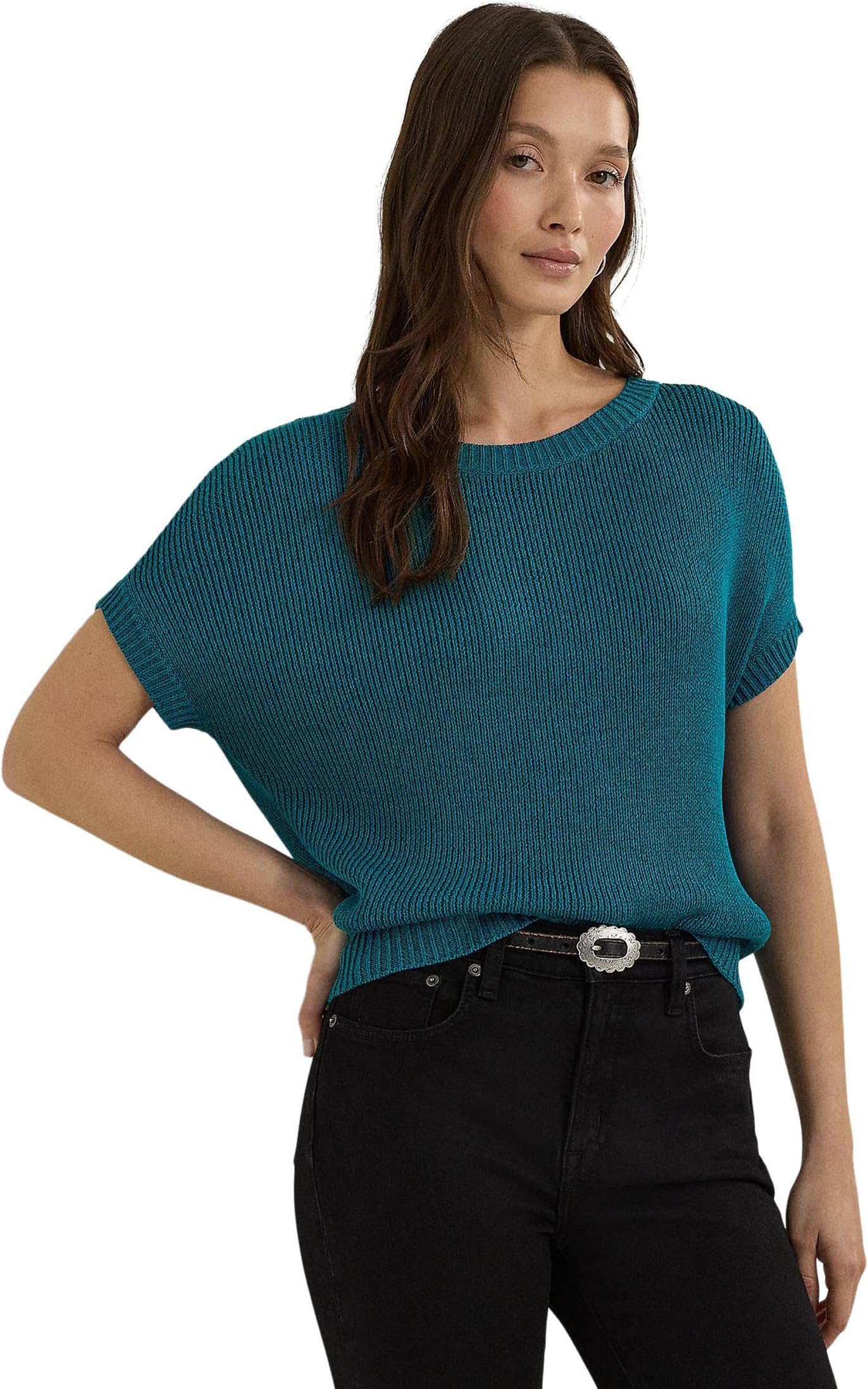 

Свитер Lauren Ralph Lauren Rib-Knit Short-Sleeve Sweater, Turquoise Sky