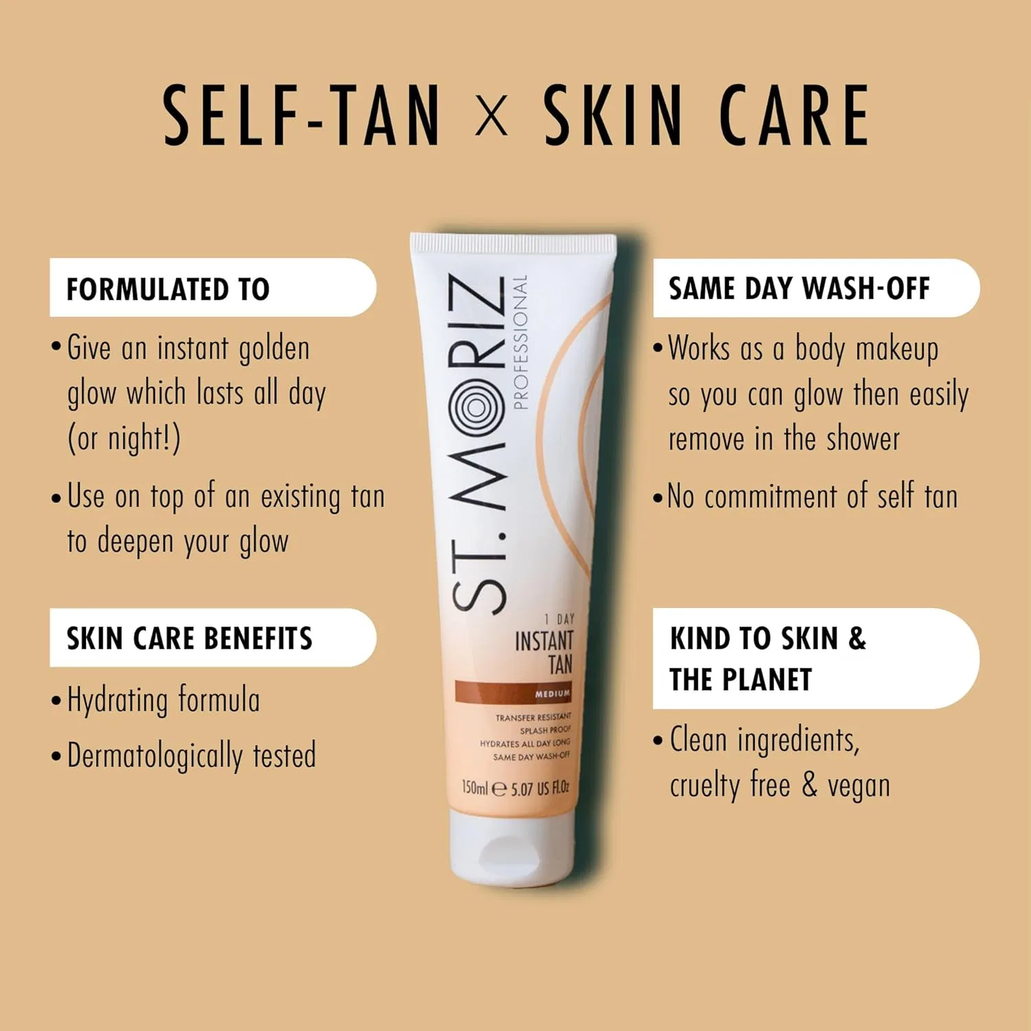 Смываемый автозагар St. Moriz Professional Instant Wash Off Self St. Moriz, Medium — фото 2