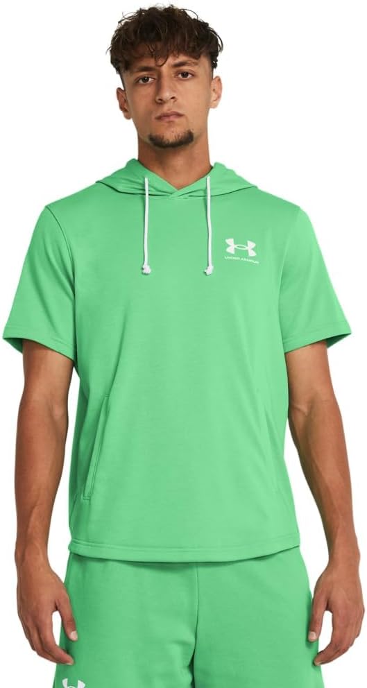 

Толстовка с капюшоном Under Armour Rival Terry с коротким рукавом, (381) Court Green/Onyx White