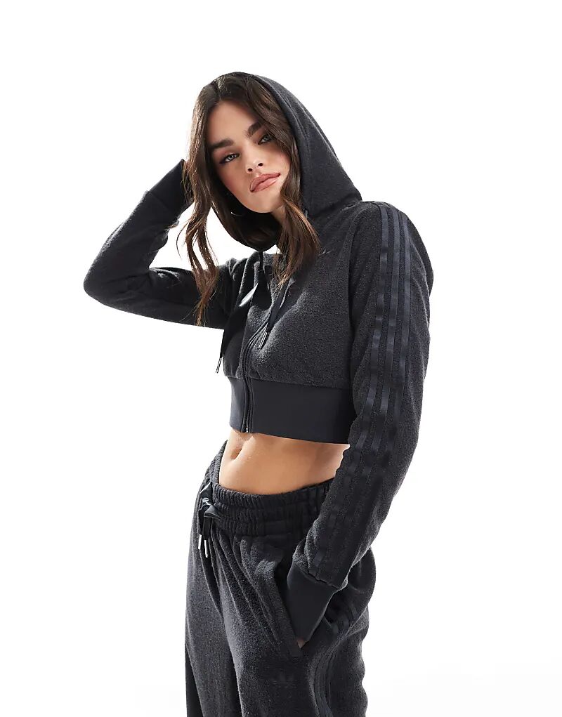 

Черная флисовая толстовка с капюшоном на молнии adidas Originals (часть комплекта)