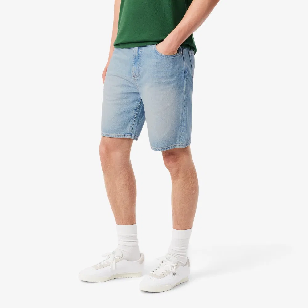 Мужские джинсовые шорты-бермуды светло-синие от Lacoste — фото 2