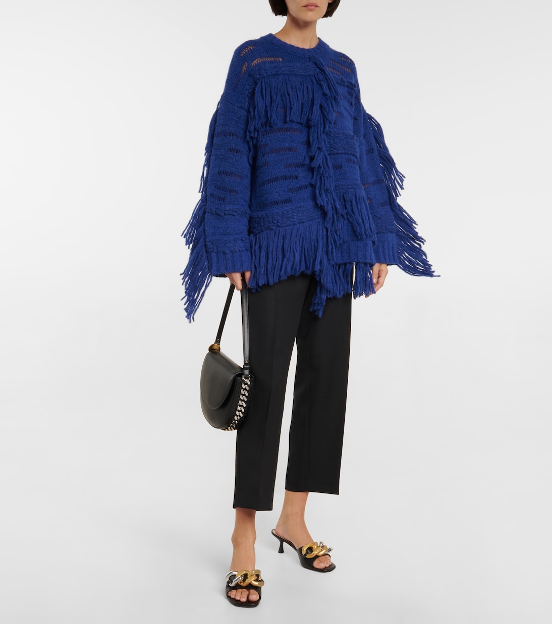 Свитер из шерсти альпаки с бахромой Stella McCartney, Jewel Blue — фото 2