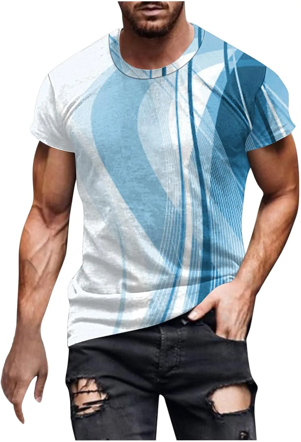 

Мужская футболка Muscle с принтом для тренировок QUNPIU