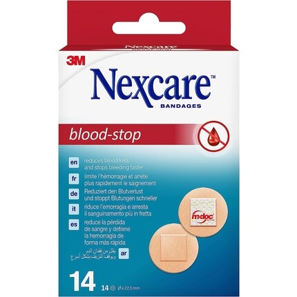 

Nexcare Blood-Stop Spots Эффективные пластыри для остановки крови, 22 мм, 14 шт.