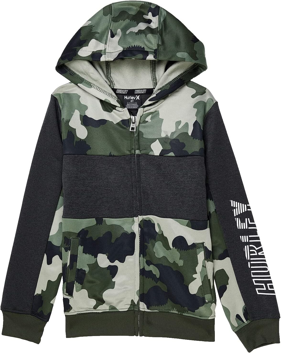 

Худи Hurley H20 Dri-FITSolar Zip Hoodie, цвет Green Camo