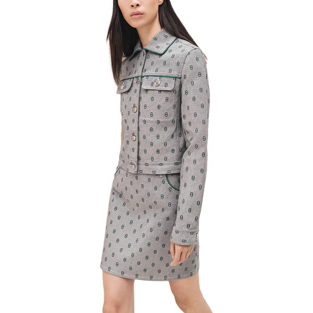 HERMES Куртка FW23 женская серо-голубая, Gray Blue — фото 3