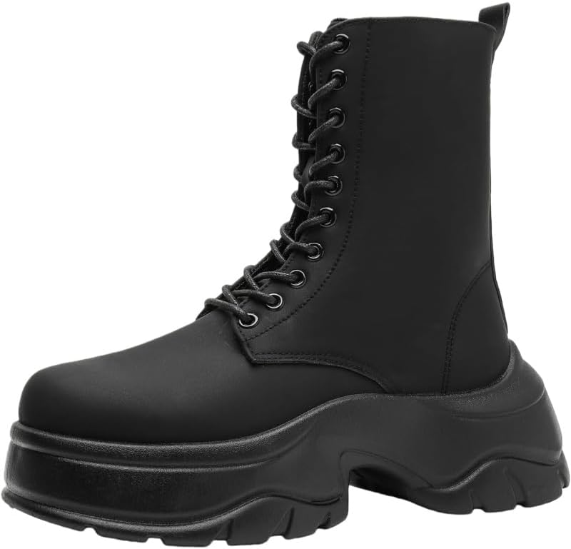 

Мужские высокие короткие сапоги большого размера черного цвета, с толстой подошвой для увеличения роста и стильным дизайном на высоком каблуке. Они теплые, удобные и подходят для снежной погоды Fmshi