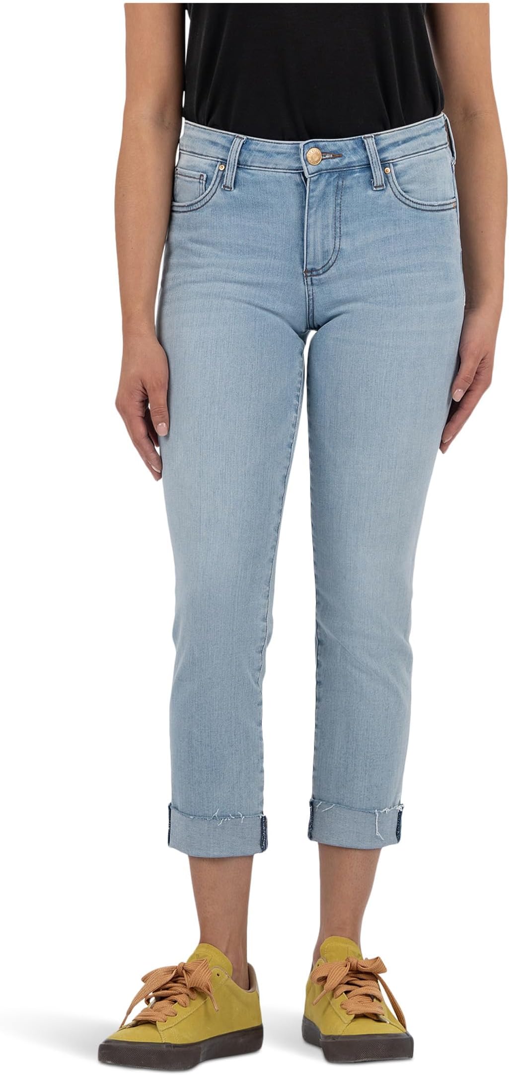 

Джинсы KUT from the Kloth Amy Crop Straight Leg Roll Up With Raw Hem, Awareness