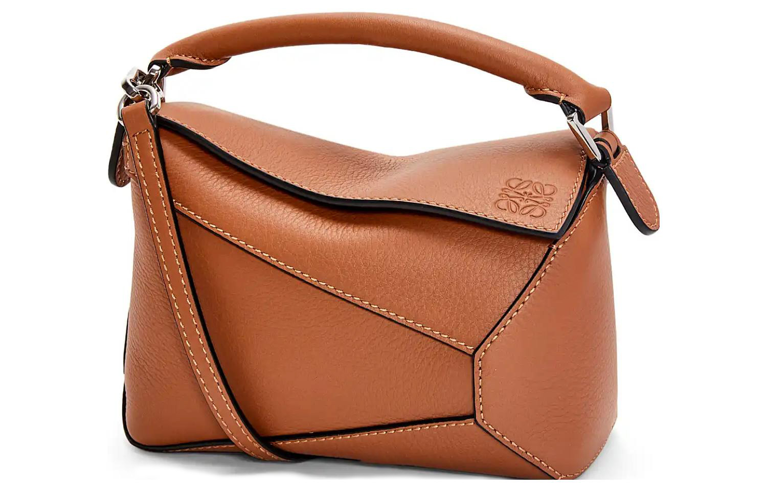 LOEWE Кожаная головоломка с коровой мини-сумка через плечо женская сумка кроссбоди бежевая — фото 2