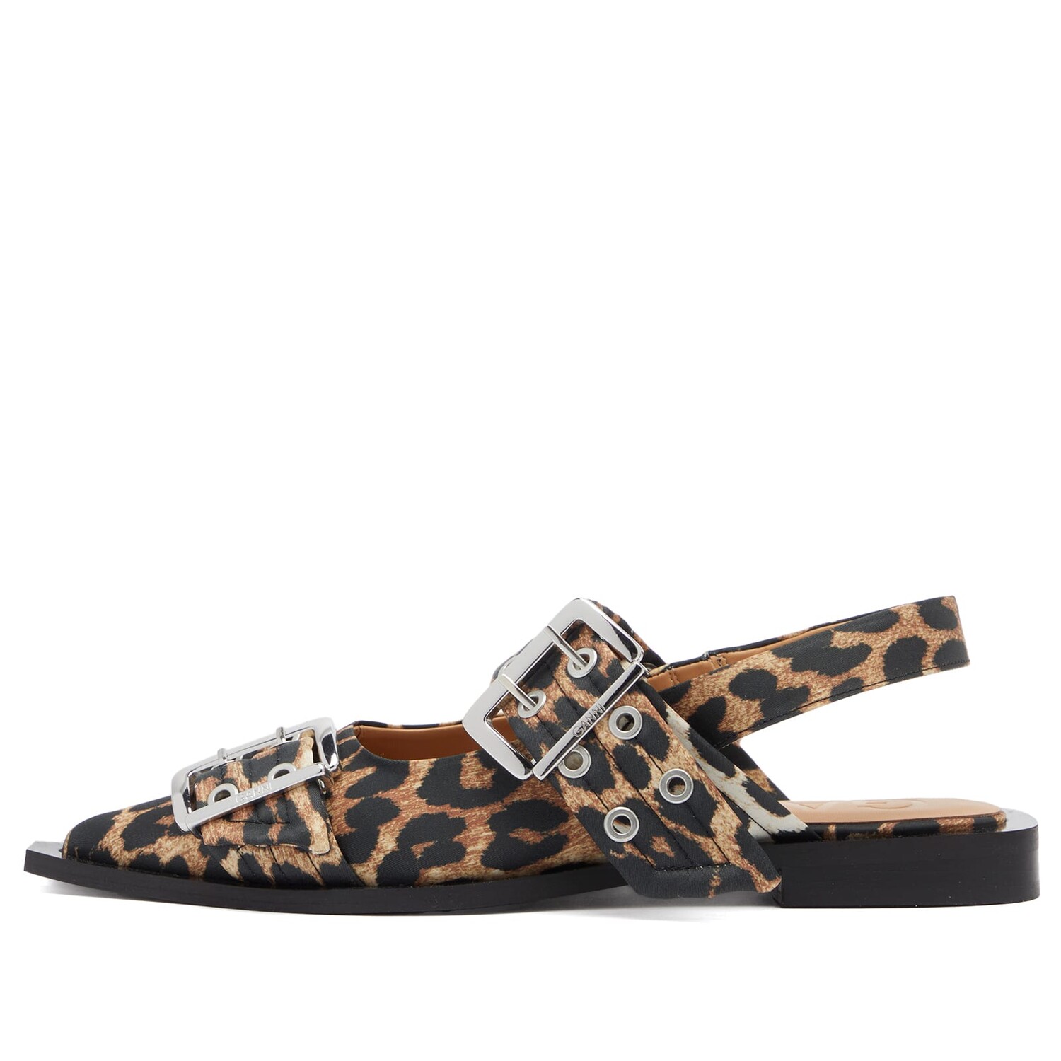 

Туфли Ganni Feminine Buckle Ballerina Print Ballet Shoes, цвет Leopard