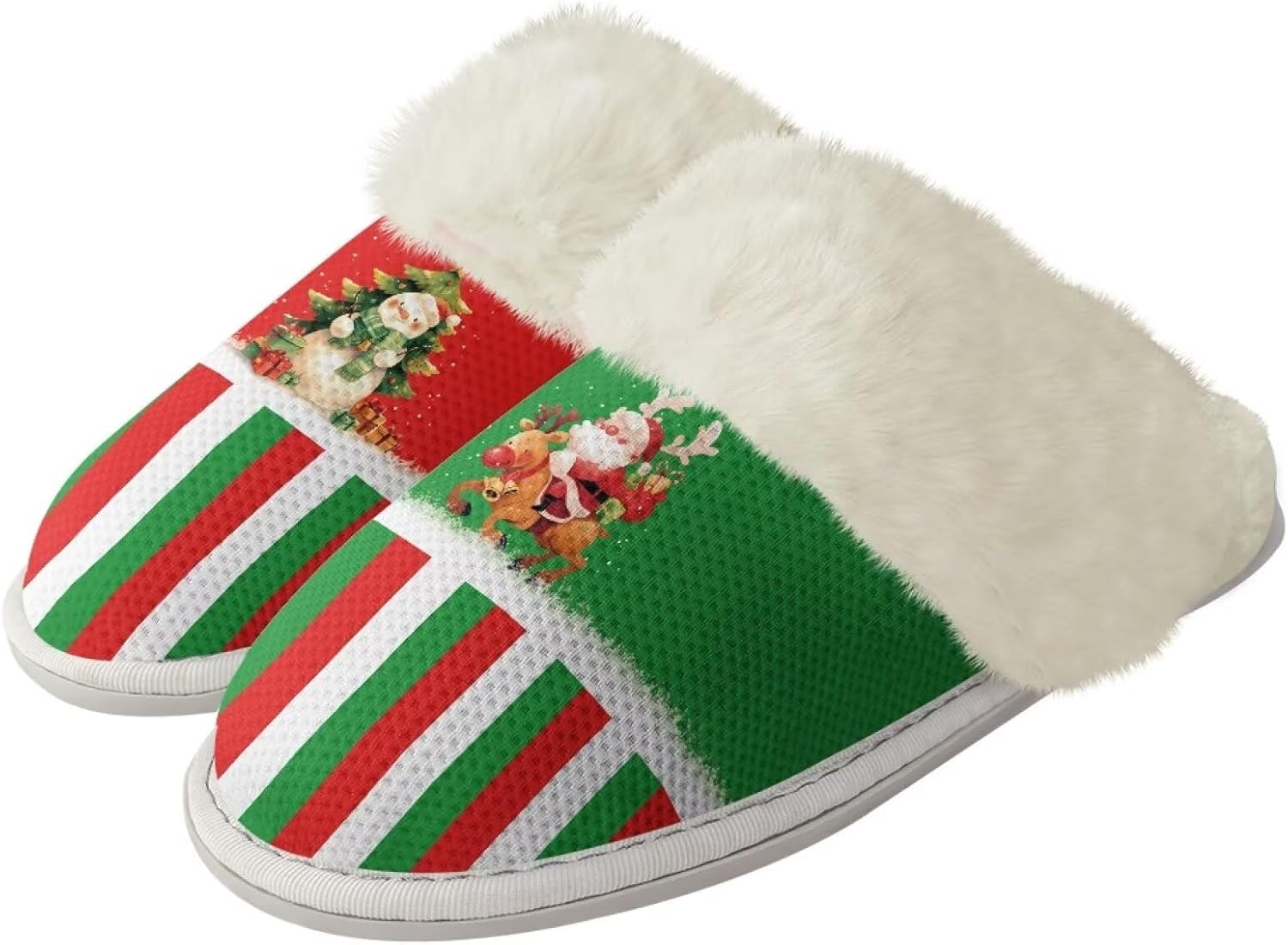 

Тапочки Srengjodk из фланелевой хлопковой ткани с меховой окантовкой, домашние тапочки без задника, тапочки для женщин и мужчин, размер 36-47, Color Contrast Design