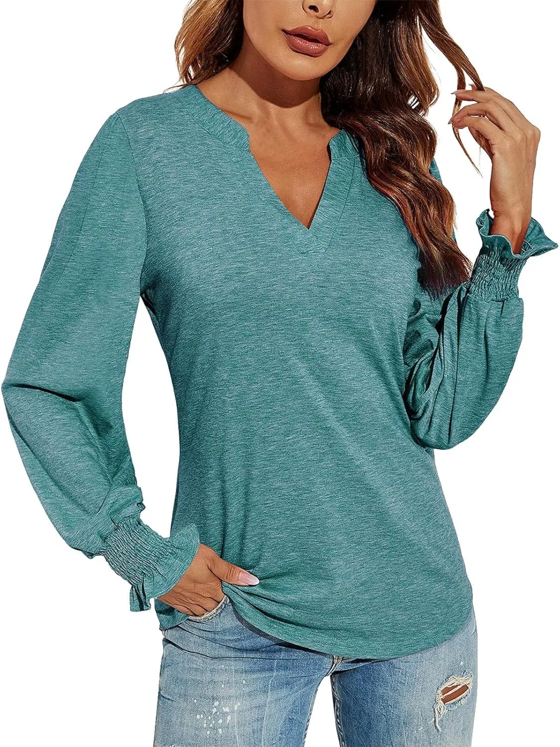 Блуза свободного кроя с V-образным вырезом T-Shirt Top, AG