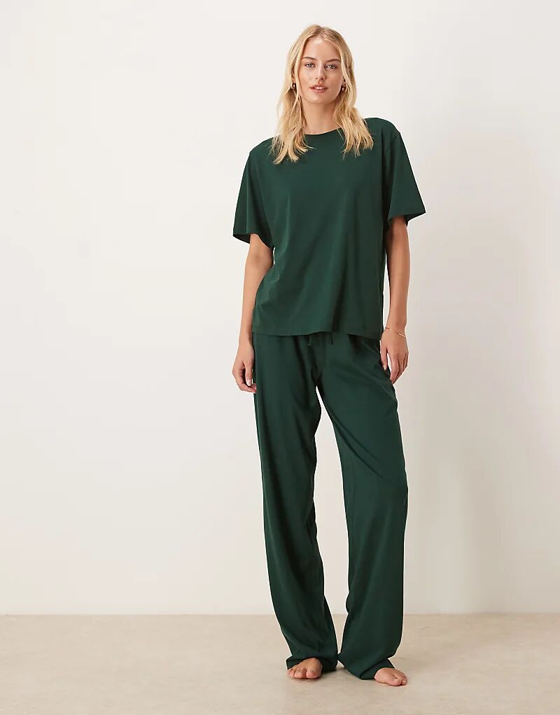 

Пижамные брюки ASOS DESIGN Tall из хлопка, цвет «лесной зеленый», сочетаются между собой