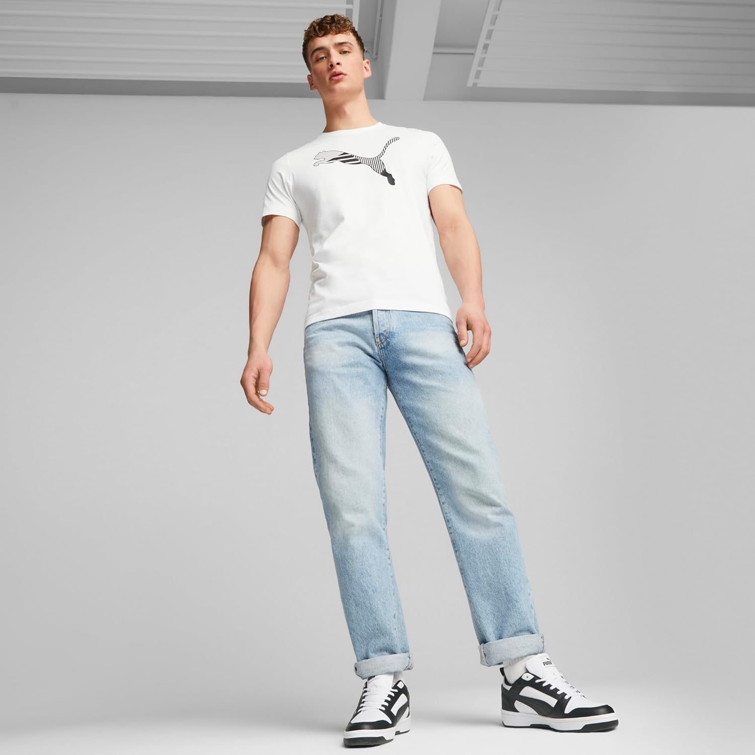 Мужские низкие кроссовки PUMA, белый/черный — фото 3