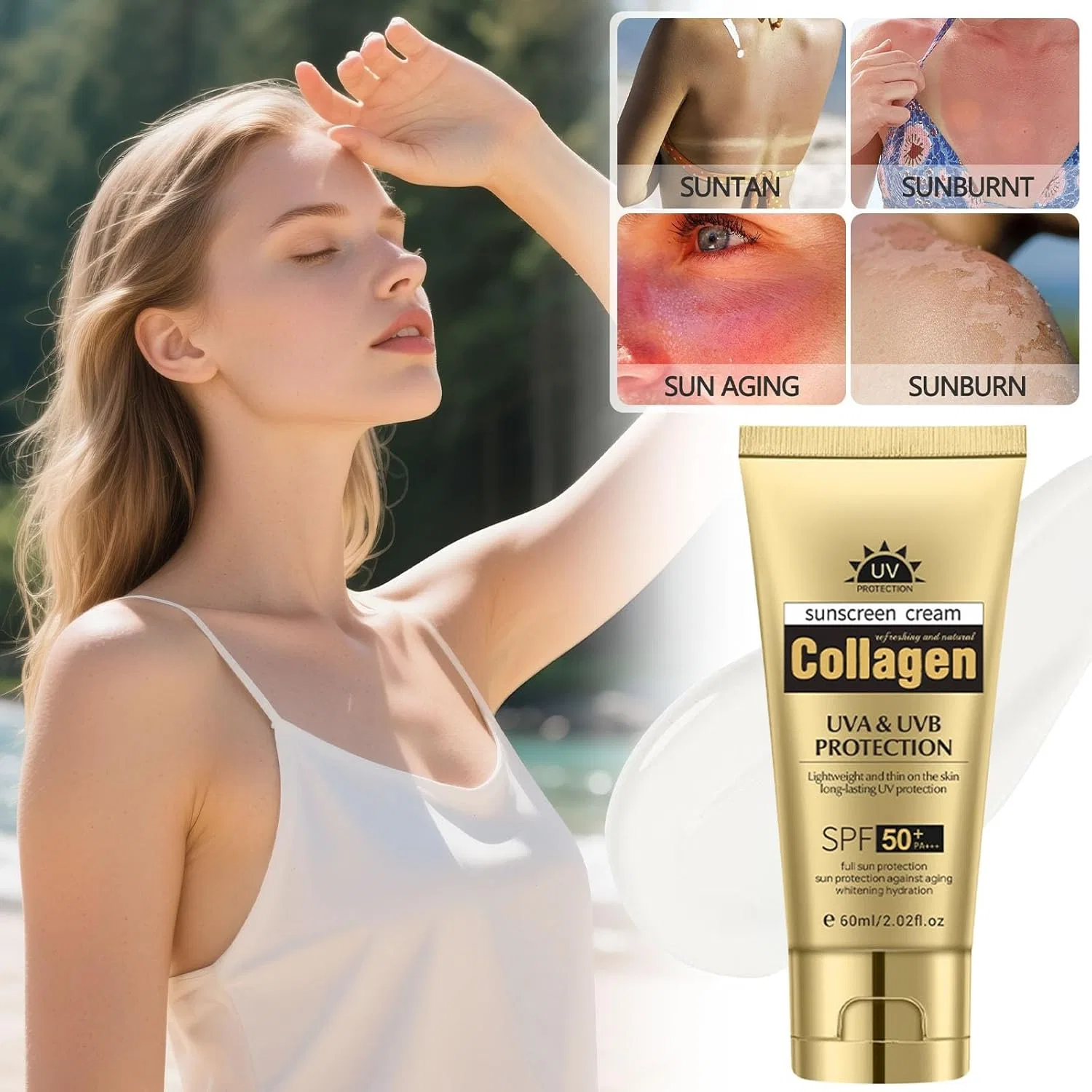 Легкий тонирующий солнцезащитный крем SPF 50+ для лица и тела, 60 мл, 2 шт. Nthfecg, 2 Pieces. — фото 3