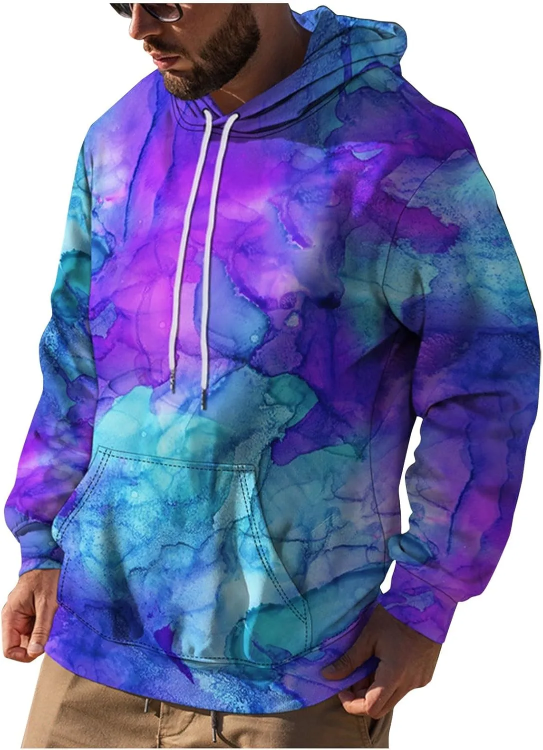 

GOFULY мужская толстовка с капюшоном Lightweight Fall Tie Dye, длинный рукав, с карманом