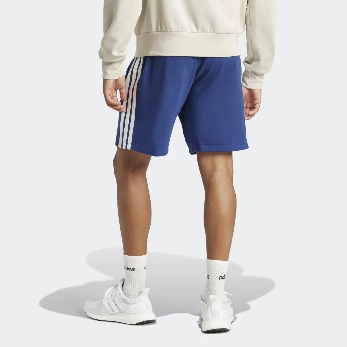 Мужские шорты Adidas Essentials French Terry с тремя полосками, синий — фото 2
