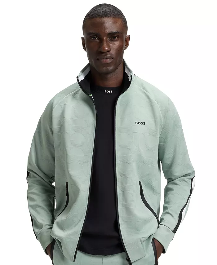 

Мужская толстовка с круговым жаккардом на молнии Hugo Boss, зеленый