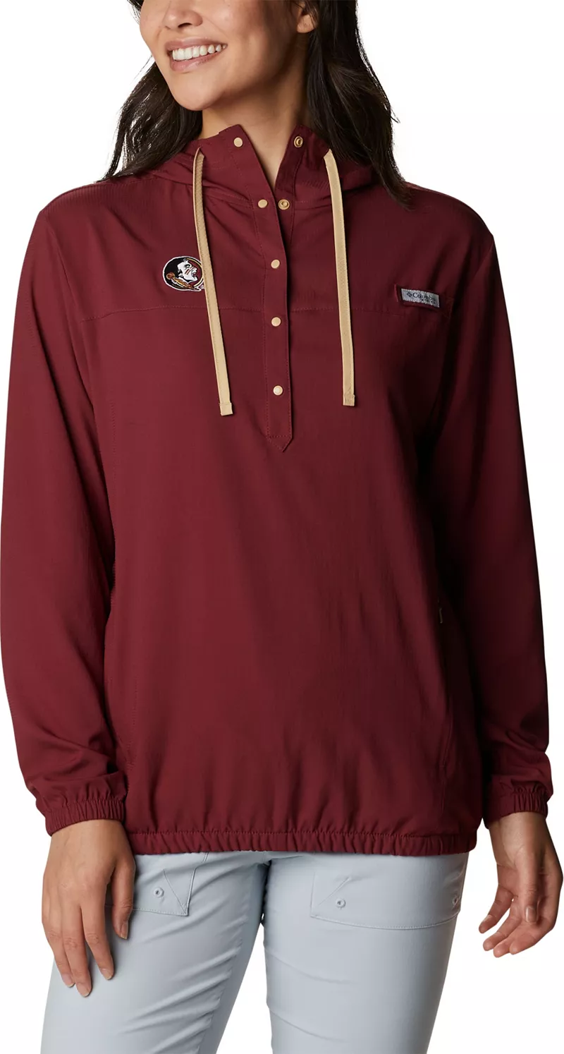 

Женская рубашка Columbia State Seminoles Garnet PFG Tamiami с капюшоном и длинными рукавами с застежкой на четверть