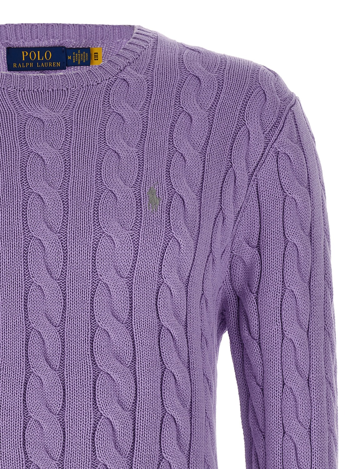 Хлопковый вязаный свитер POLO RALPH LAUREN, фиолетовый — фото 3