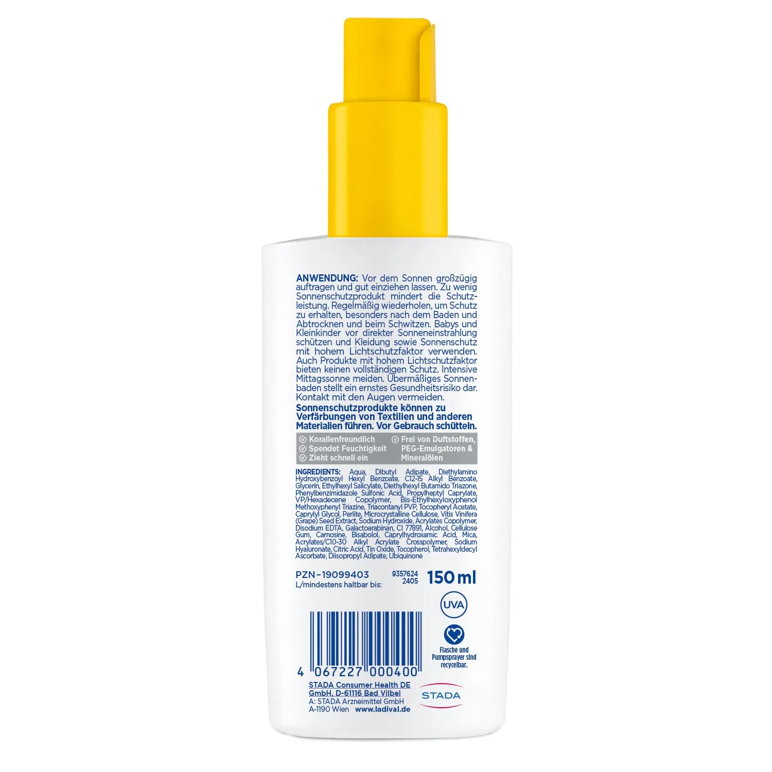 Солнцезащитный спрей Ladival SPF 50+ для сухой кожи 150 мл ‎Ladival — фото 2