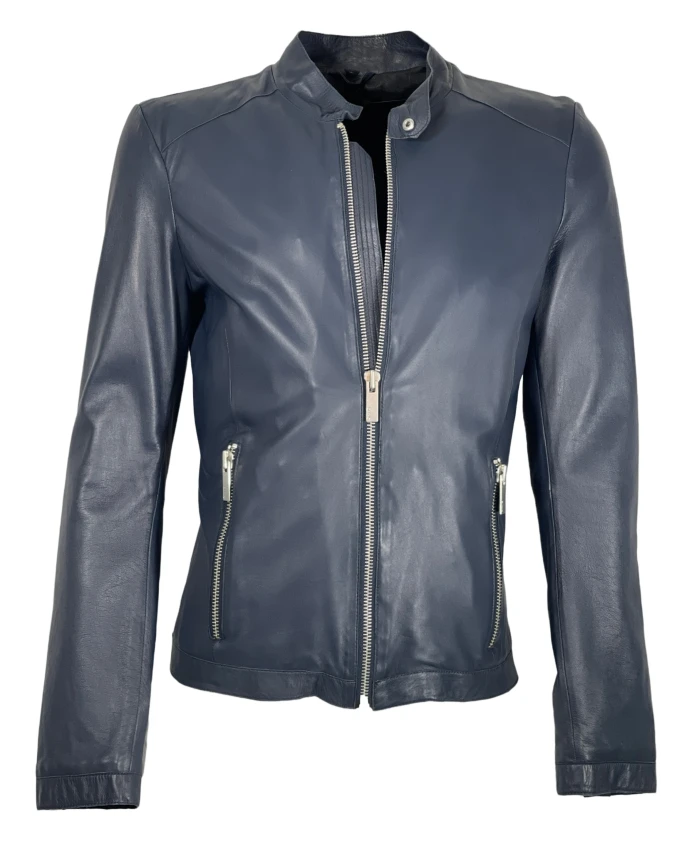 

Мужская кожаная куртка, синие джинсы Oakwood, синий