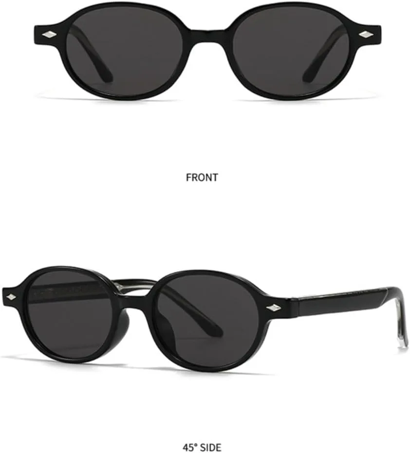 

Ретро маленькие овальные солнцезащитные очки для женщин, защита от УФ-излучения UV400, модные солнцезащитные очки для мужчин с заклепками SZVVBKK, Tea Tea