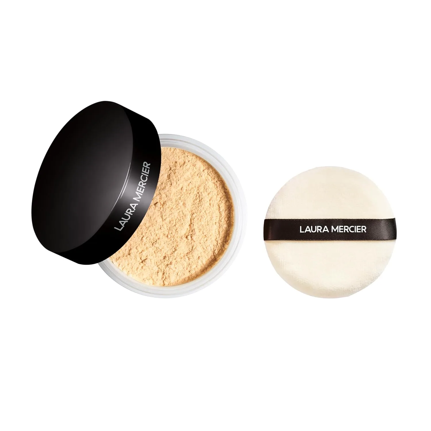 Laura Mercier Translucent Loose Setting Powder в оттенке Translucent Honey: контроль жирного блеска на 24 часа, мягкий матовый финиш, для нормальной и жирной кожи, средние тона + набор с пуховкой Velour Puff, olive