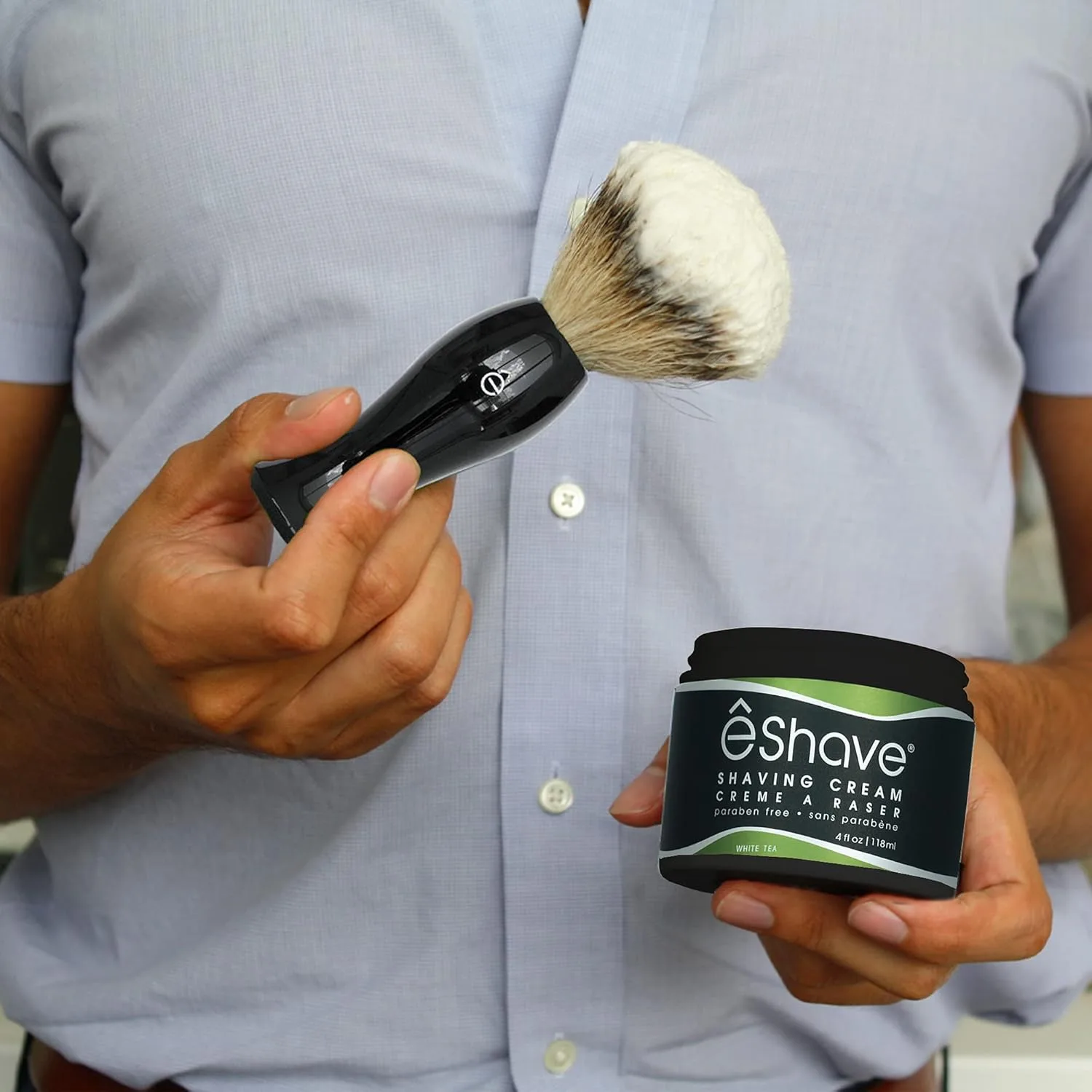 Крем для бритья eShave для мужчин с ароматом белого чая предотвращает раздражение и ожоги после бритья, образует обильную пену для мягкого, шелковистого и максимально гладкого бритья. — фото 3