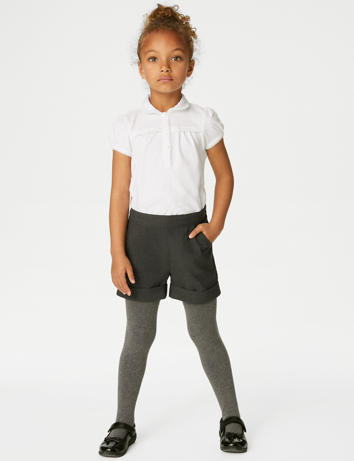 

Школьные шорты с отворотом для девочек (2–16 лет) Marks & Spencer, серый