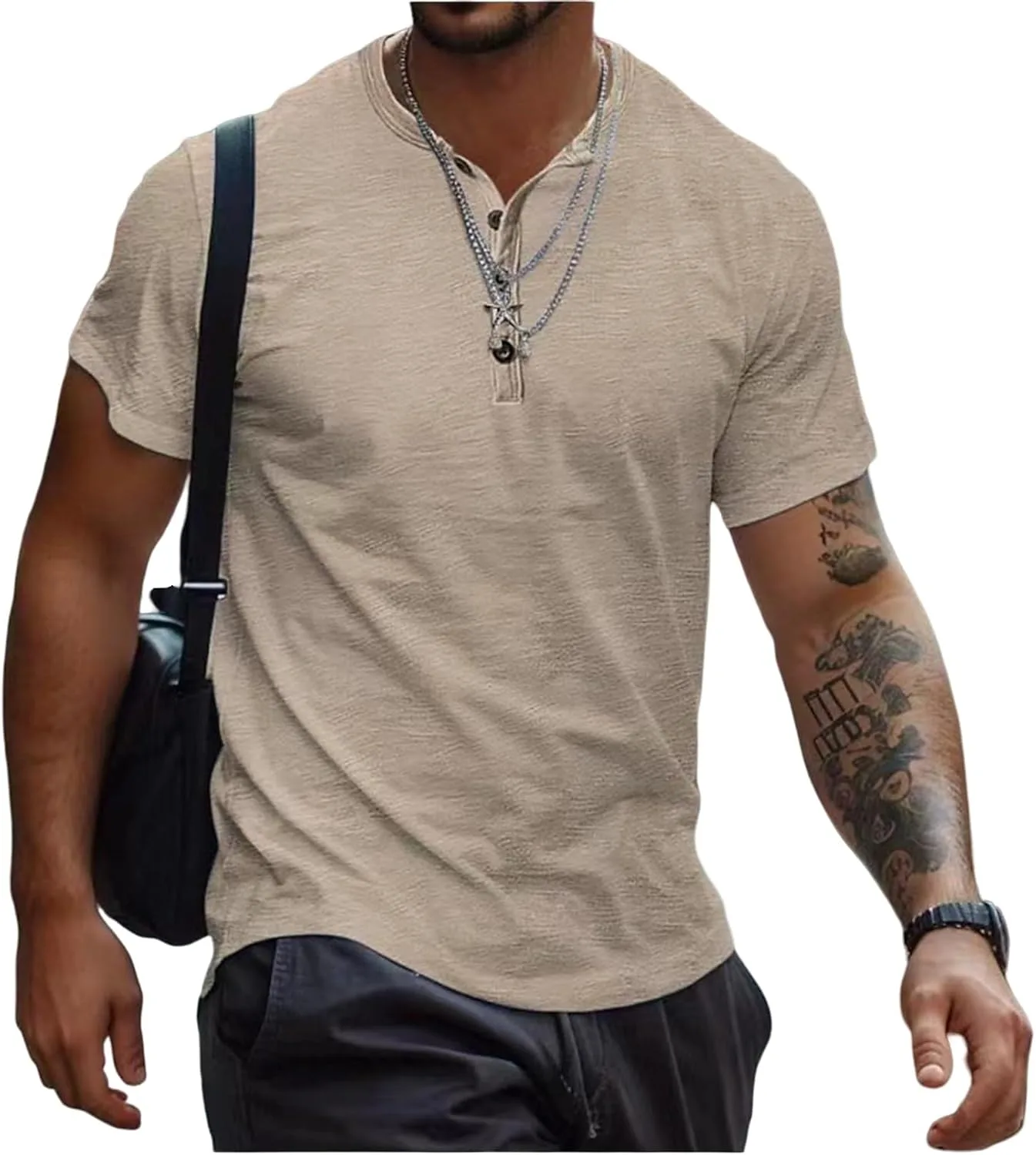 

Футболка Henley для мужчин Slim Fit Vintage с коротким рукавом Thatrich