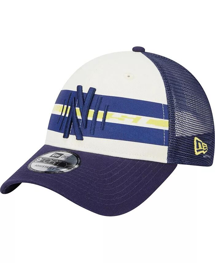 

Мужская белая, темно-синяя бейсболка Nashville Sc Team Stripes 9Forty Trucker Snapback New Era