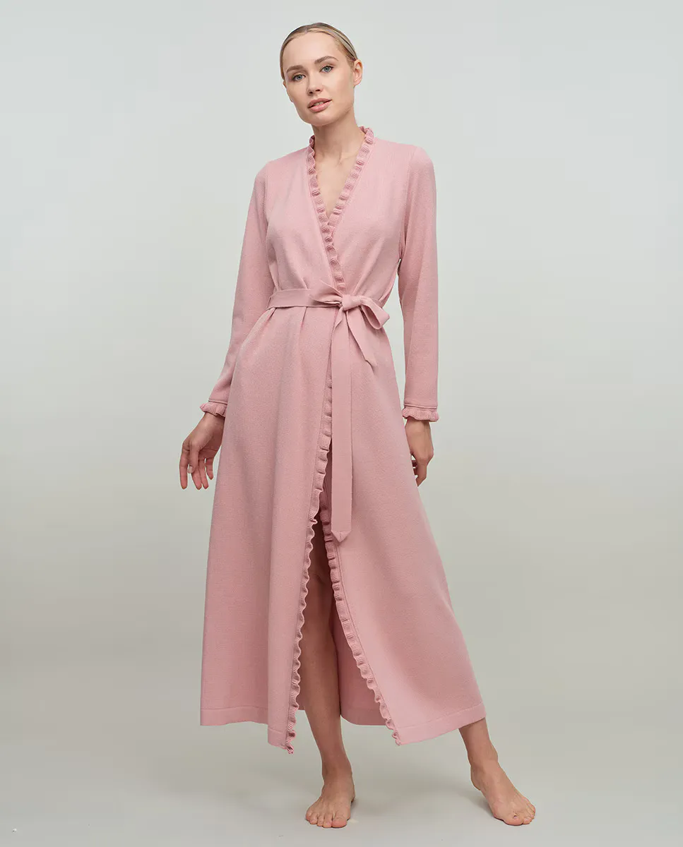 

Длинный женский халат плюметти с вышивкой Diseño2, розовый