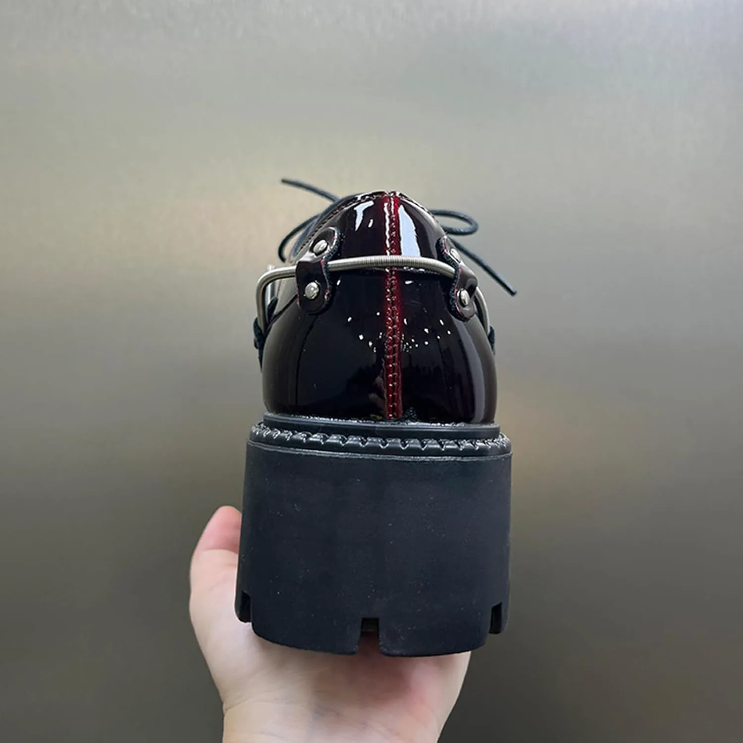 Мужские готические оксфорды-дерби BANGTEUO, платформенные, с квадратным носком, металлическим декором, красные — фото 4