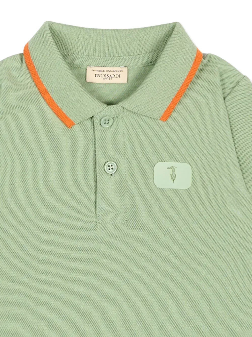 Рубашка-поло с коротким рукавом Trussardi Junior, зеленый — фото 3