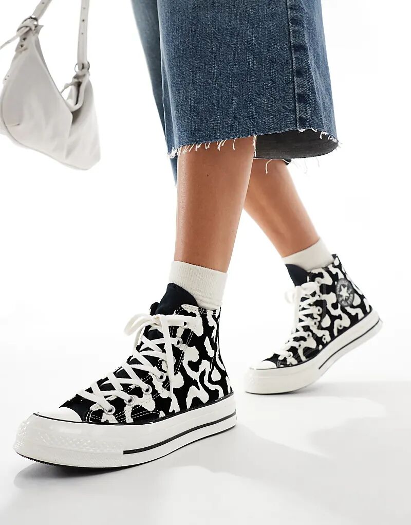Кроссовки Chuck 70 Hi с черно-белым принтом зебры Converse