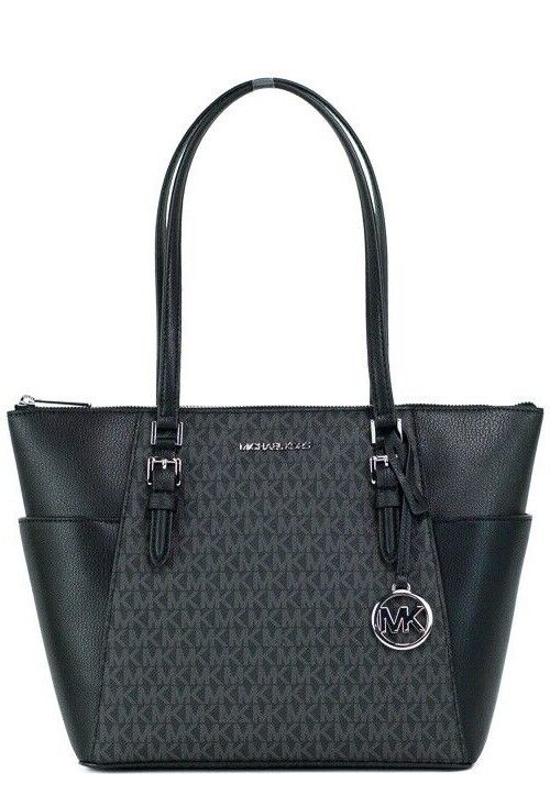 

Сумка-тоут Charlotte Black из ПВХ-кожи с большой верхней молнией Michael Kors