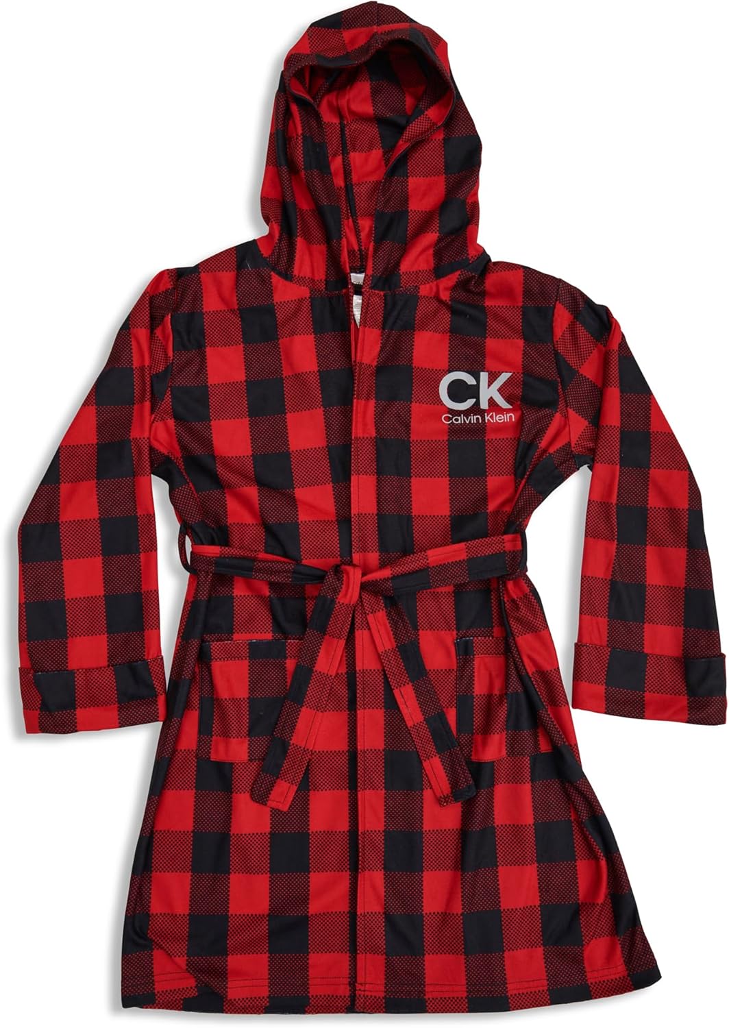 

Уютный халат Calvin Klein Boys с капюшоном и манжетами на рукавах, Red Plaid