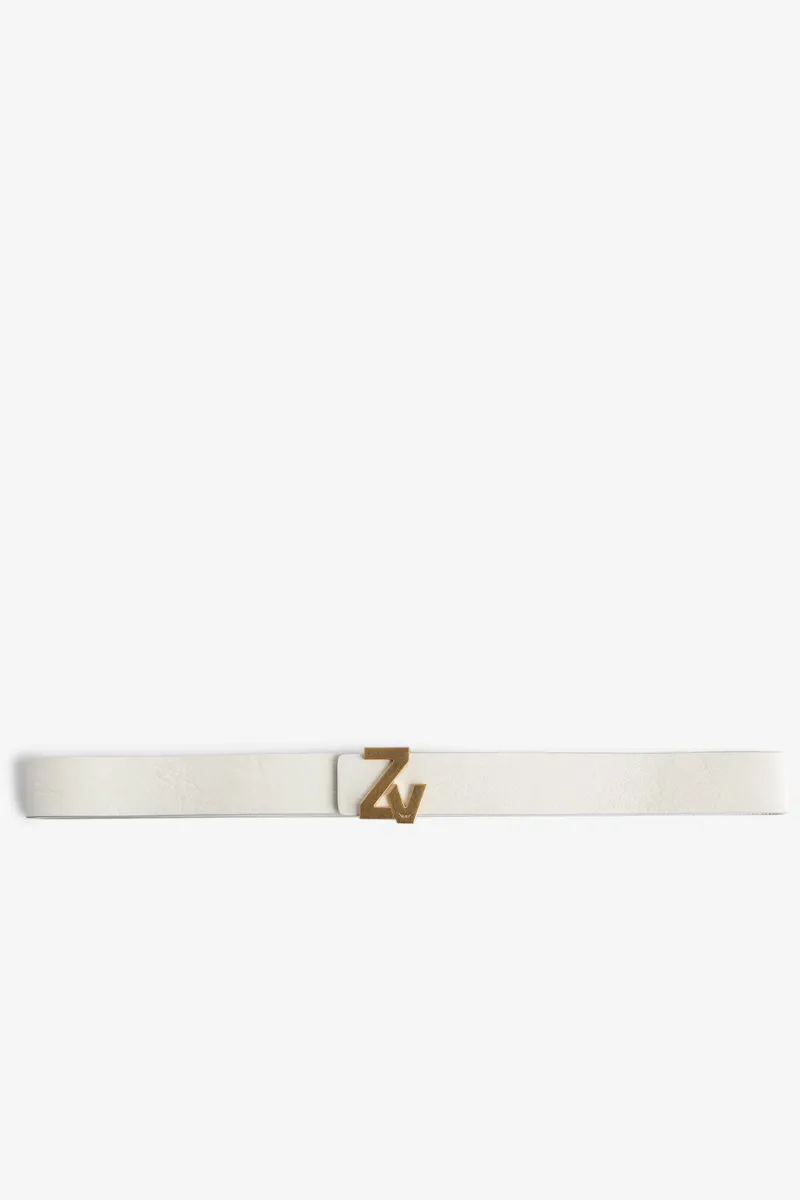 

Женский ремень ZV Initiale La Belt из белой кожи Zadig & Voltaire