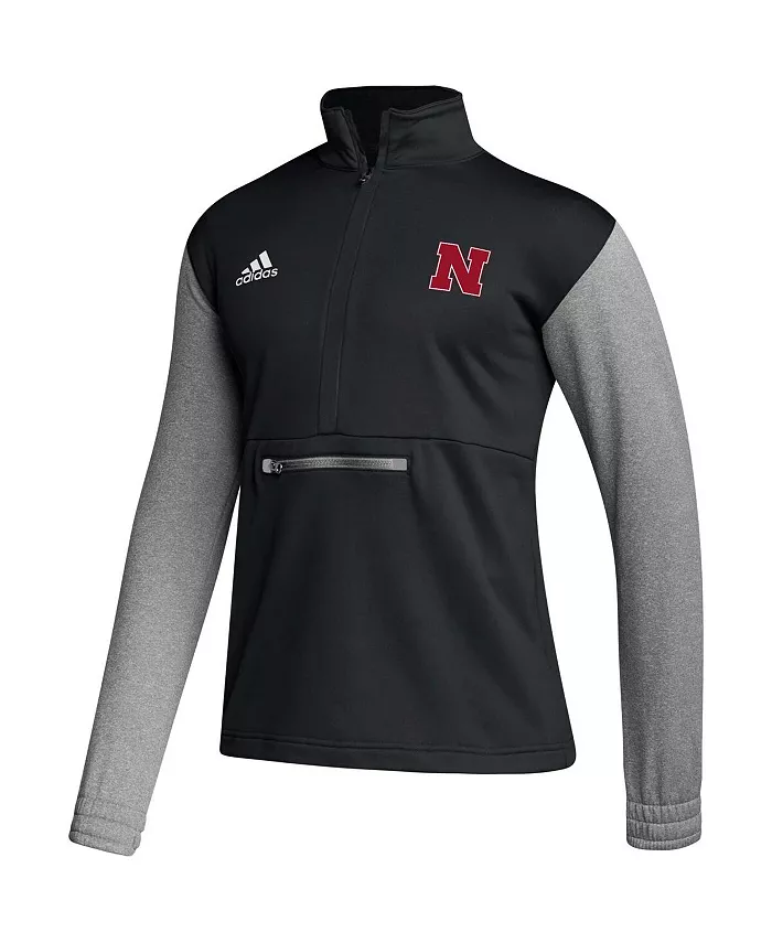 Мужская черная толстовка Nebraska Huskers Sideline AEROREADY с молнией до середины adidas — фото 3